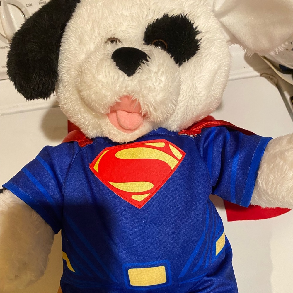 GreAt condition dc Superman builda bear Dalmatian comes with Superman outfit